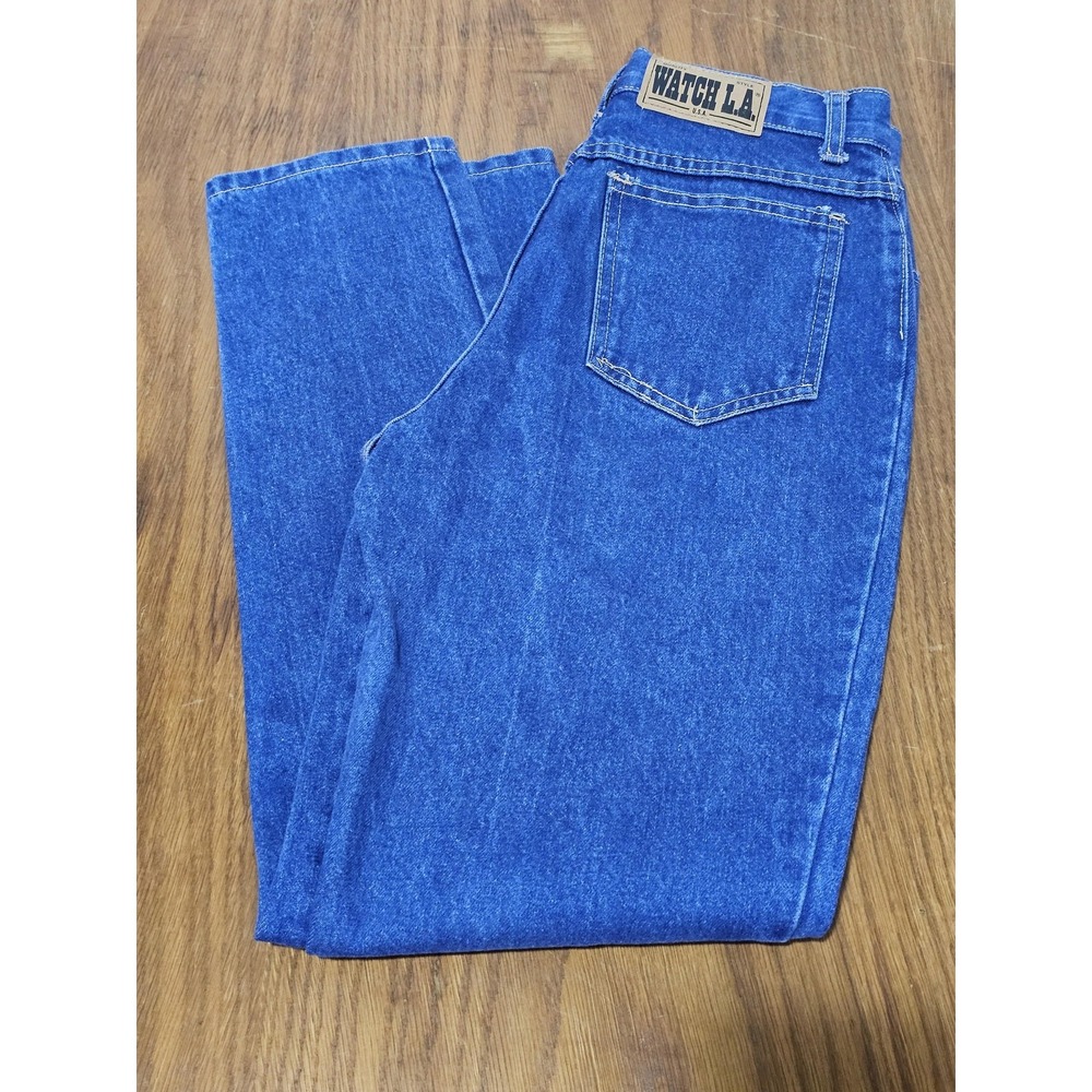 Vintage Watch L.A. Mom Jeans Womens 9-10 Blue High Rise Button Fly Denim USA 90s